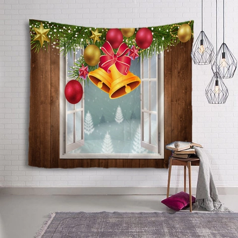Arazzo Da Parete Di Natale Poliestere Pupazzo Di Neve Luna Decorazione Festiva Camera Da Letto Soggiorno Sfondo