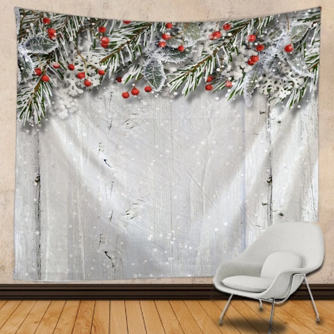 Arazzo Di Natale Da Parete In Poliestere Sfondo Scena Di Neve Invernale Vintage Per Decorazione Della Stanza Ornamento Festivo