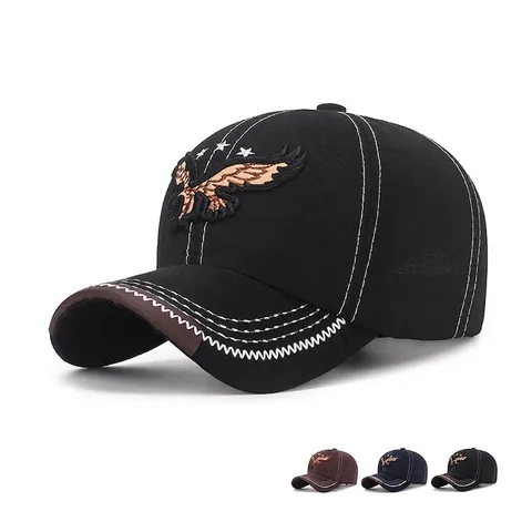 Cappello Da Baseball Ricamo Aquila Stelle Cuciture A Contrasto Vintage Misto Cotone Regolabile Cappello Sole Uomo Donna