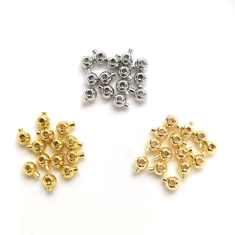 Copper Round Stopper Beads Gold Silver Plated DIY Jewelry Making Spacer Beads For Necklace Bracelet Craft Finding Beads