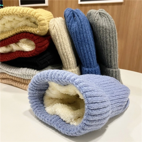 Winter Warm Fleecegefüttert Strickmütze Für Herren Damen Verdickte Acryl Gerippte Weiche Skull Cap Outdoor Kaltes Wetter Zubehör