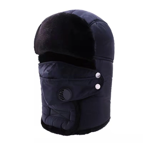 Gorro De Trampero De Invierno Forrado De Piel Sintética Gorro Bombardero Con Máscara Desmontable Y Válvula De Respiración Unisex