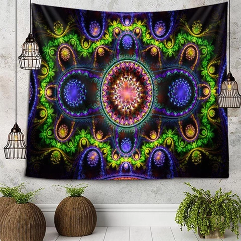 Mandala Bohemian Wall Tapestry Ethnic Psychedelic Paisley Polyester Fabric Hanging Background Decor For Bedroom Living Room