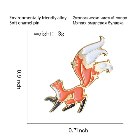 Creative Fox Alloy Brooch Cute Nine-tailed Fox Enamel Pin Badge Fashion Lapel Pin For Clothing Decor Jewelry Gift