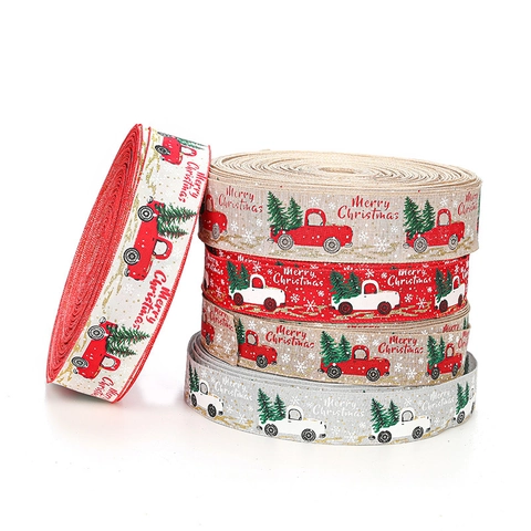Nastro Di Natale In Iuta Decorativo Con Motivi Camion Rosso Albero Per Fai Da Te Natalizio Confezioni Regalo