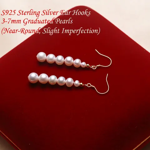 Elegant Freshwater Pearl Gradient Drop Earrings With 925 Sterling Silver Earring Post Alloy Gradient Bead Dangle Earrings Women Jewelry