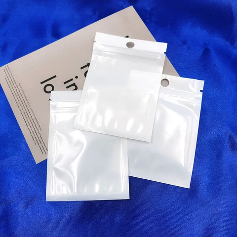 Self Sealing Jewelry Packaging Bags Plastic Resealable Zipper Storage Pouches With Hanging Hole Small Item Organizer