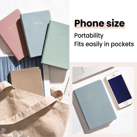 A6 Portable Mini Notebook PU Leather Cover Morandi Color Journal Pocketbook Gold Stamped Notes For Students Office School