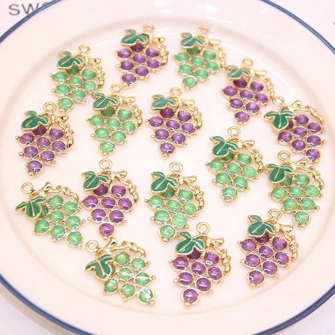 Colgantes De Uva De Aleación Esmaltada Para Fabricación De Joyas DIY Collar Pendientes Llavero Accesorios