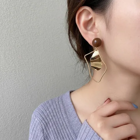 Boucles D'Oreilles Asymétriques Géométriques En Alliage Émail Avec Tige En Argent Sterling 925 Bijoux De Mode Pour Femmes