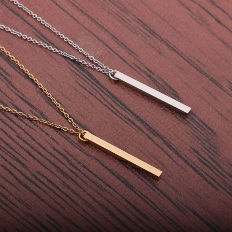 Collana Con Pendente A Barra Minimalista Lucidato A Specchio Acciaio Inossidabile Rame Gioielli Stile Geometrico Moderno