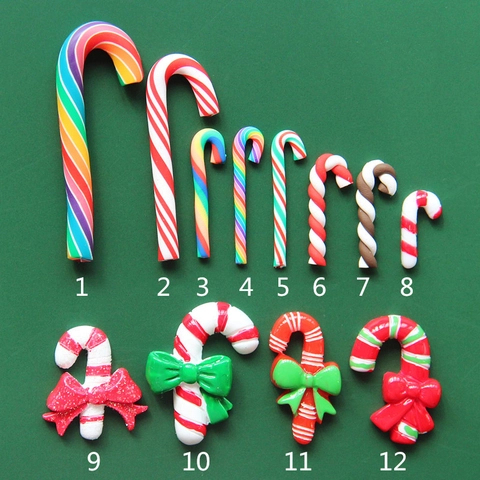 Christmas Candy Cane Resin Flatback Cabochons DIY Jewelry Making Phone Case Accessories Holiday Festive Decor