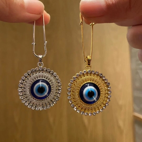 Böser Blick Hamsa Hand Brosche Anstecknadel Legierung Straß Emaille Türkischer Ethno Stil Schmuck Zubehör Retro Glücksbringer
