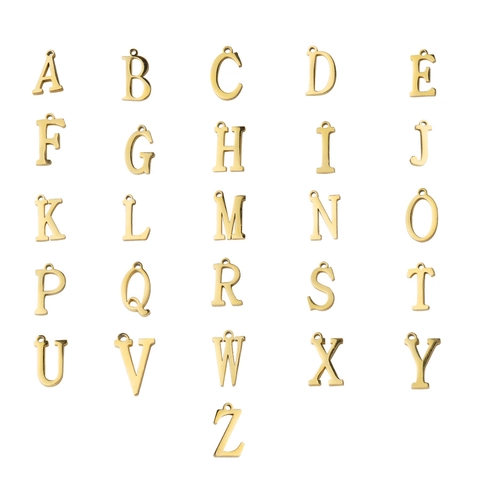 Dijes De Letras Del Alfabeto De Acero Inoxidable 304 Pulido Espejo Accesorios Para Hacer Joyas DIY Collar Pulsera