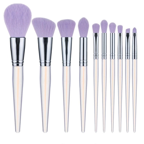 Professional Makeup Brushes Gradient Purple Acrylic Crystal Handle Soft Synthetic Fibers For Powder Eyeshadow Blending Tools