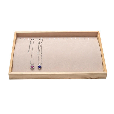 Sieraden Display Plateau Houten Fluweel Organizer Voor Ring Ketting Oorbel Showcase Rechthoekige Houder