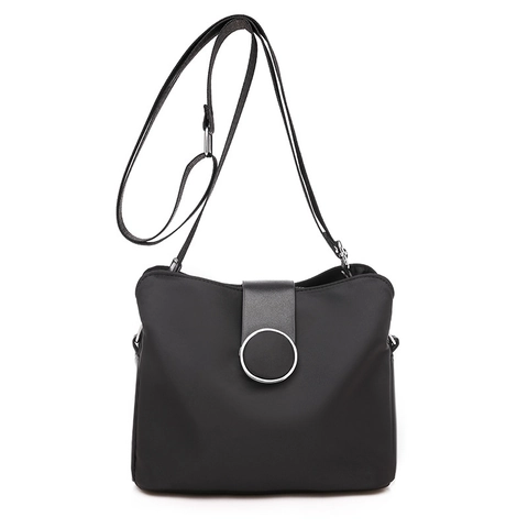 Nylon Umhängetasche Damen Wasserabweisend Leicht Muschelform Schultertasche Verstellbarer Gurt Metallring Dekor Lässig