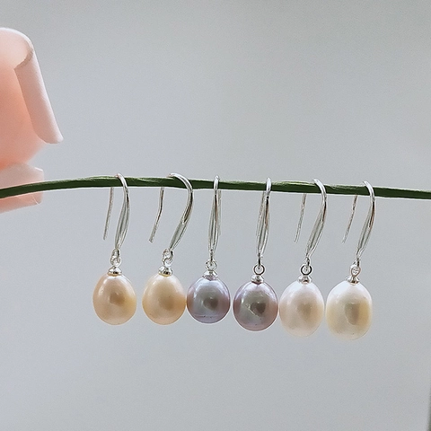 Natural Freshwater Pearl Drop Earrings With 925 Sterling Silver Hook Waterdrop Elegant Jewelry For Women