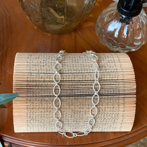 925 Sterling Silber Twisted Oval Gliederkette Französischer Stil Gewebte Textur Einfacher Chic Schmuck Für Damen