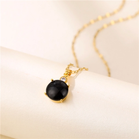 Teardrop Pendant Necklace Temperature Sensitive Color Changing Stone Titanium Steel Chain 18K Gold Plated Zircon Women Jewelry