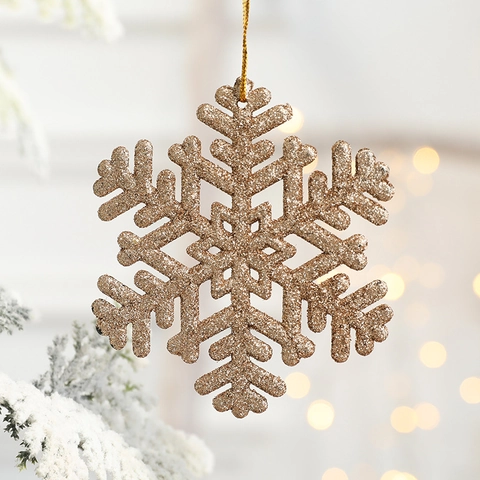 Ornements De Flocons De Neige Pour Arbre De Noël Plastique À Paillettes Décorations Suspendues Scintillantes Pour Fête