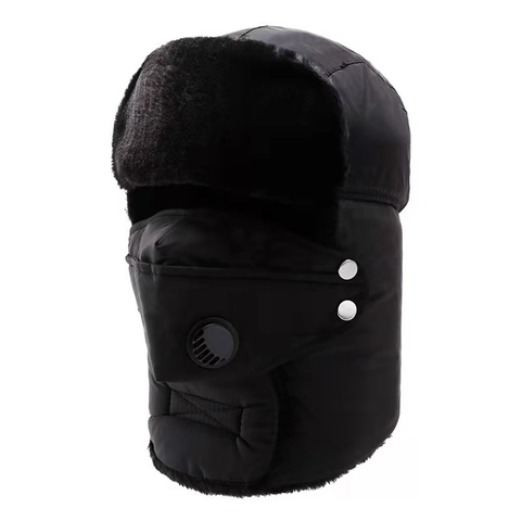 Gorro De Trampero De Invierno Forrado De Piel Sintética Gorro Bombardero Con Máscara Desmontable Y Válvula De Respiración Unisex