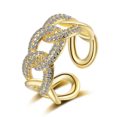 Mode Kupfer Kette Ring Für Damen Strass Eingelegt Leichter Luxus Offener Verstellbarer Personalisierter Fingerring Schmuck Geschenk