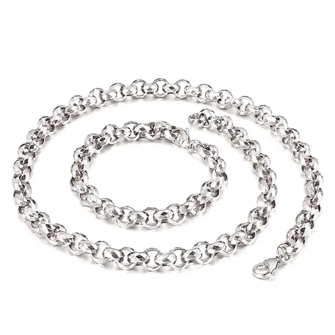 Minimalist 316L Stainless Steel Necklace And Bracelet For Men Diamond Cut Geometric Link Chain Fashion Accessory Masculine