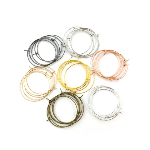 Round Earring Hoops Iron Metal DIY Jewelry Making Findings Components Electroplated Wine Glass Charms Loops Open Circle