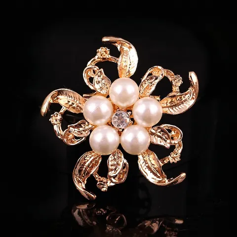 Elegante Spilla in Stile Coreano in Lega Con Perle Artificiali e Strass per Donna Regalo Festa Accessorio Gioielli