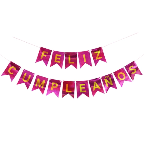 Spanisch Alles Gute zum Geburtstag Banner Laser Gold Silber Rosa Blau Folie Buchstabe Girlande Hängende Flagge Party Dekoration