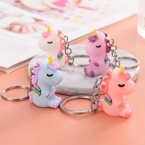 Süßer Cartoon Einhorn Schlüsselanhänger PVC Weichkleber Pony Tier Anhänger Für Auto Tasche Rucksack Dekoration Kawaii Geschenk