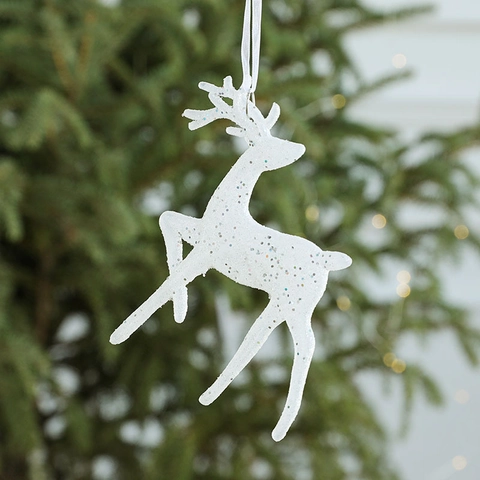 Ornamenti Appesi A Forma Di Renna Di Natale Scintillanti Pendenti Alce In PVC Glitterati Per Albero Festivo