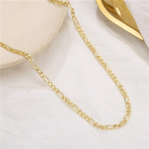 Alloy Figaro Chain Necklace Electroplated Minimalist Geometric NK Link Necklaces Fashion Jewelry For Men Gift
