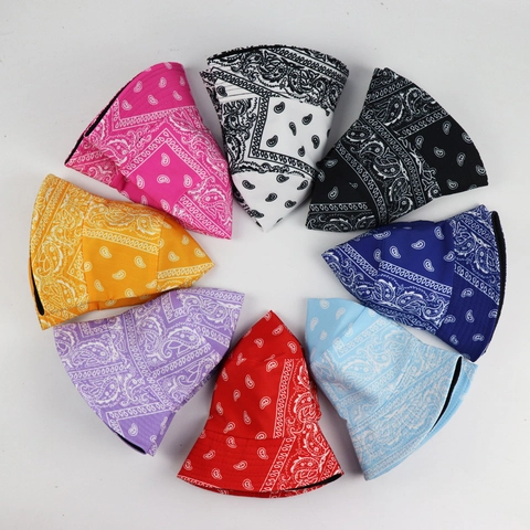 Reversible Paisley Bandana Print Bucket Hat For Men Women Polyester Sun Hat Fashion Streetwear Fisherman Cap For Travel Outdoor Beach