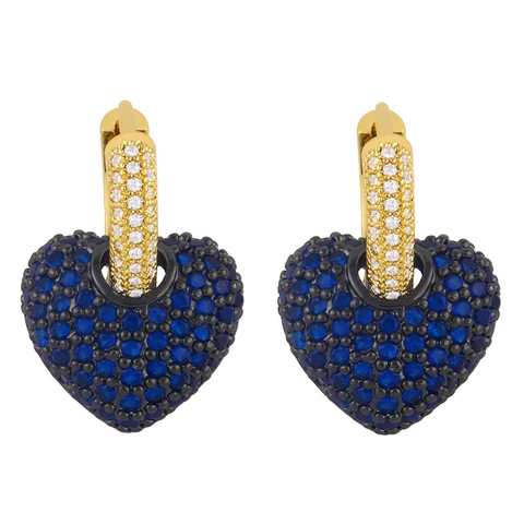 Herz Ohrhänger Kupfer Zirkonia Micro Pave Vergoldet Geometrischer Modeschmuck Für Damen