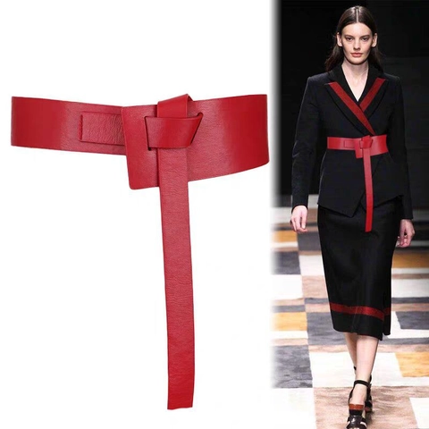 Damen Breiter Knotengürtel Kunstleder Taille Straffen Riemen Mode Vielseitig Dekorative Accessoire Für Mäntel Kleider Hemden Damenbund