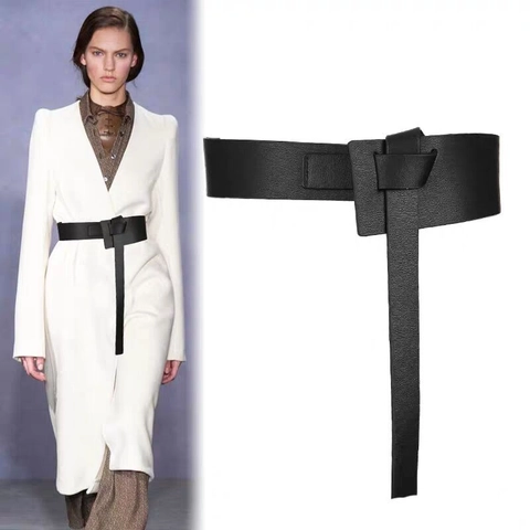 Damen Breiter Knotengürtel Kunstleder Taille Straffen Riemen Mode Vielseitig Dekorative Accessoire Für Mäntel Kleider Hemden Damenbund