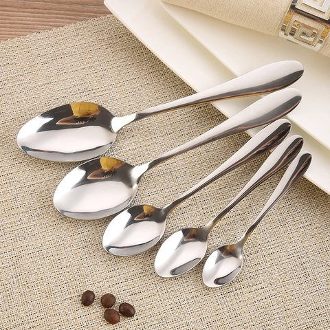 Cuillères Pointues En Acier Inoxydable Poli Miroir Cuillères À Soupe Riz Dessert Usage Domestique Et Restaurant Durable