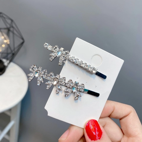 Strass Schleife Haarklammern Legierung Zirkon Funkelnd Süß Elegant Kopfschmuck Für Frauen Mädchen