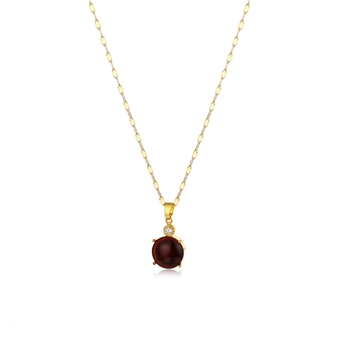 Teardrop Pendant Necklace Temperature Sensitive Color Changing Stone Titanium Steel Chain 18K Gold Plated Zircon Women Jewelry