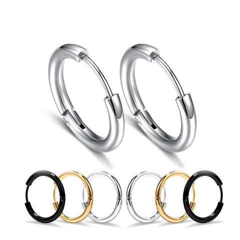 Boucles D'oreilles Créoles En Acier Inoxydable Style Coréen Minimaliste Clips D'oreilles Sans Perçage Bijoux Unisexes