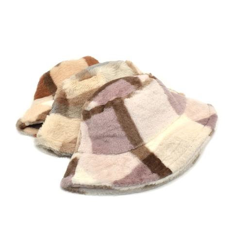 Cappello Da Pescatore Pelliccia Sintetica Quadri Inverno Caldo Antivento Moda Morbido Peluche Per Donna