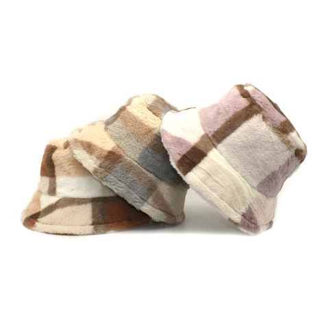 Cappello Da Pescatore Pelliccia Sintetica Quadri Inverno Caldo Antivento Moda Morbido Peluche Per Donna