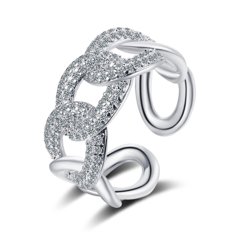 Mode Kupfer Kette Ring Für Damen Strass Eingelegt Leichter Luxus Offener Verstellbarer Personalisierter Fingerring Schmuck Geschenk
