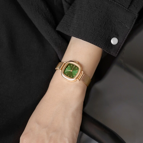 Reloj de Cuarzo Elegante para Mujer Minimalista Esfera Cuadrada Pequeña Correa de Malla Milanesa Reloj de Pulsera de Moda para Oficina Escuela Niñas