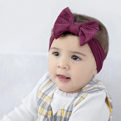 Baby Mädchen Weich Gestrickte Schleife Stirnband Europäische Zopfmuster Elastische Haarband Breite Turban Für Neugeborene Kleinkind Haarschmuck