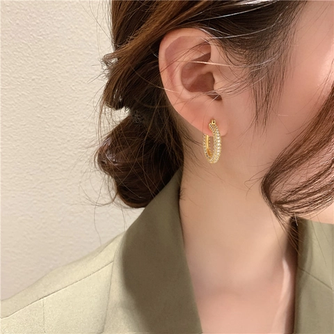 Micro Pave Zirkonia Kupfer Creolen Geometrisch Trendig Minimalistisch Elegant Ohrschmuck Für Damen