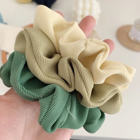 Scrunchies Ribbed Fabric Hair Ties Elastic Solid Color Korean Ins Style Minimalist Ponytail Holder For Women Girls