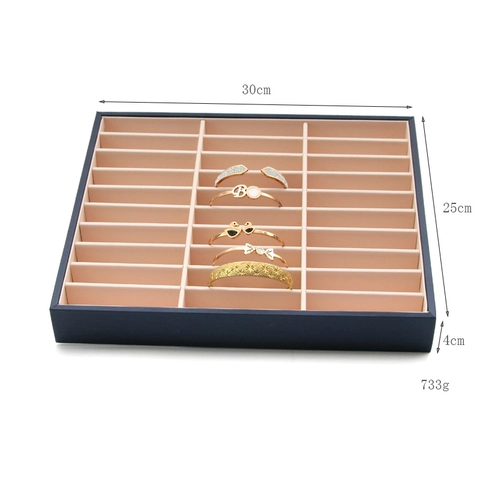 Professionelles Schmucktablett PU-Leder Samtfutter Organizer Für Ringe Halsketten Armbänder Ohrringe